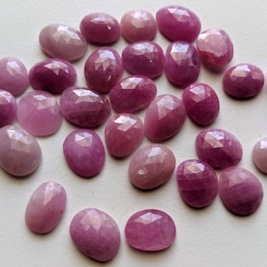 13-15mm Pink Sapphire Rose Cut Cabochons, Pink Sapphire Free Form Shape Faceted Rose Cut Flat Back Cabochons, 5 Pcs - PDG225