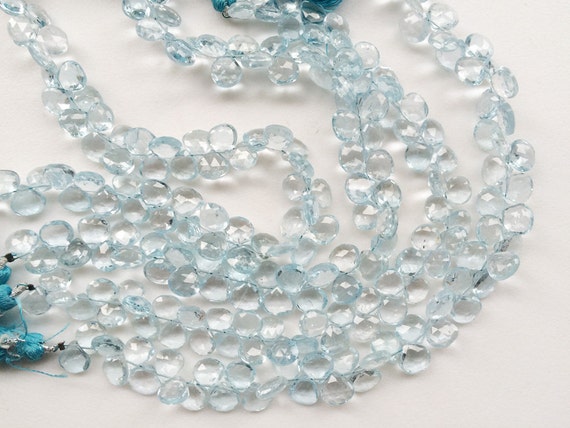 7mm Swiss Blue Topaz Beads Faceted Heart Beads Blue Topaz - Etsy