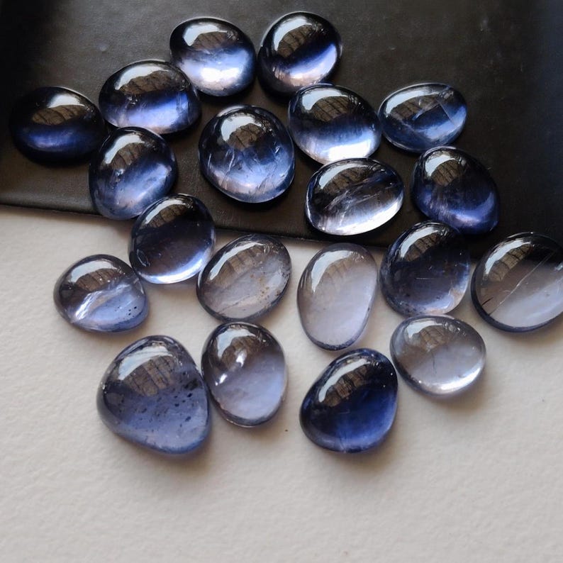 8-10mm Iolite Cabochons, Natural Plain Free Form Shape Iolite Flat Back Cabochons, 5 Pcs lolite Cabochons for Jewelry - PDG217 image 7
