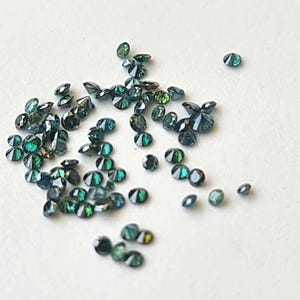 Melee Green Diamonds, 1.5-2mm CONFLICT FREE Diamonds, Round Brilliant Cut Solitaire Faceted Peacock Green Diamond For Jewelry, 5Pcs-PPKJ171