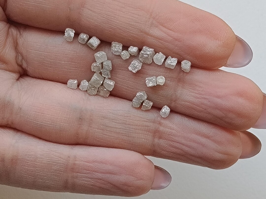 2-3mm White Rough Diamond Cube, Natural Pure White Diamonds, Loose
