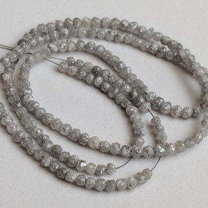 2.5-3mm  Natural Round Grey Raw Diamond Beads, Rough Diamond Rondelle Beads, Grey Diamond Beads, Diamond For Jewelry (4IN To 16IN) - PPD172