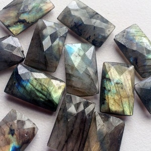 13x22mm Labradorite Rectangle Lot, Labradorite Both Side Faceted Stone, Loose Labradorite Gemstone For Jewelry 1 Pc - KS90