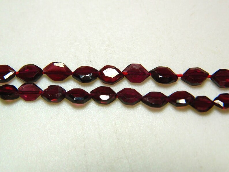 Long Hexagon Shaped Garnet Beads Faceted Garnet Beads 4x7mm Beads 14 Inch Strand