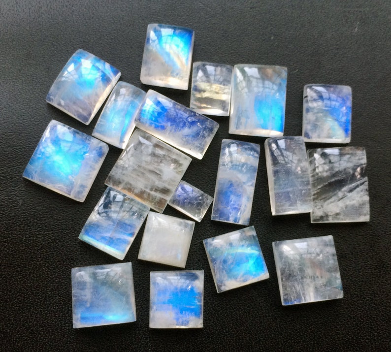 8-16mm 50 Ctw Moonstone Square Rainbow Moonstone Cabochons Moonstone Loose Gemstones AAA Rainbow Moonstone Gemstone