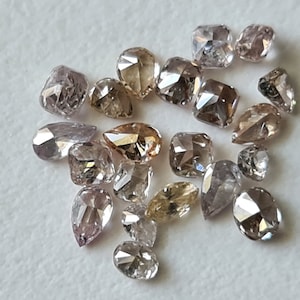 Champagne Pink Diamond, RARE 2.9-3.3mm Sparkling Pink Pear / Cushion Cut Faceted Diamond, Loose Diamond for Jewelry (1Pc To 2Pc)-PPKJ49