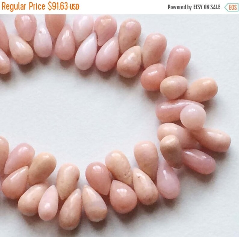 Tear Drop Plain Pink Opal Peruvian Pink Opal 4 Inch Strand Pink Opal Beads Pink Opal Necklace 22 Beads 11x8mm To 15x9mm