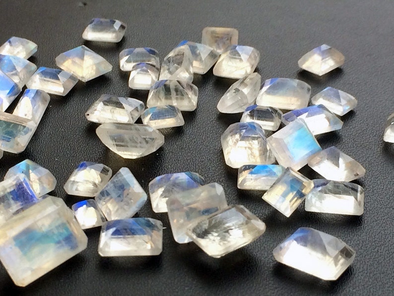 7x9mm Rainbow Moonstone Faceted Emerald Cut Loose Rainbow Etsy