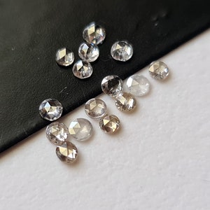 Salt And Pepper Diamond, NATURAL 1.8-2mm, Round Shaped Diamond, Rose Cut Flat Back Clear Black Diamond For Jewelry (3Pcs To 5Pcs)-PPKJ27