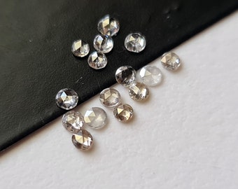 Salt And Pepper Diamond, NATURAL 1.8-2mm, Round Shaped Diamond, Rose Cut Flat Back Clear Black Diamond For Jewelry (3Pcs To 5Pcs)-PPKJ27