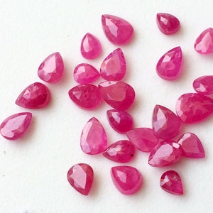 4x5.5mm - 5x8mm Ruby Mozambique Pear Cut Stone, Natural Ruby Faceted Pear Cut Stone, Loose Ruby Gems, Ruby Pear (1Pc To 2Pc Options)