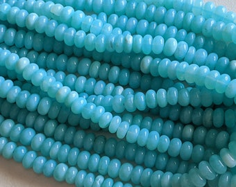 8-8.5mm Peru Opal Plain Rondelle Beads, Peru Blue Opal Beads, Peru Opal Beads for Jewelry (7.5IN To 15IN Options) - AAG85