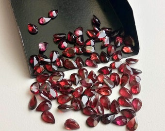 3.5x5mm - 5x6.5mm Approx. Garnet Pear Cut Stone, Natural Faceted Garnet Stones, Loose Garnet For Jewelry (10Cts To20Cts Options)- ADG134