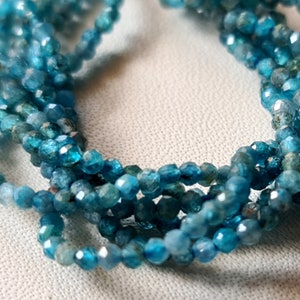 2.5mm Apaptite Faceted Rondelles Natural Apatite Beads For Necklace Blue Apatite Jewelry (1STR - 5STR Options) - DGA65