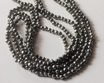 2mm Pyrite Faceted Rondelles Natural Pyrite Beads For Necklace Pyrite Jewelry (1STR - 5STR Options) - DGA86