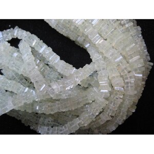 6mm White Rainbow Moonstone Square Heishi Beads, Rainbow Moonstone Square Spacer Beads, Rainbow Monnstone For Jewelry (8IN To 16IN Options)