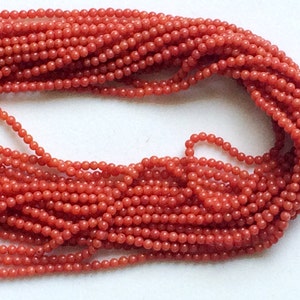 2-3mm Japan Coral Plain Round Beads, Natural Japan Coral, Original Coral Balls, Coral Beads For Jewelry (8IN To 16IN Options) - RAMA83