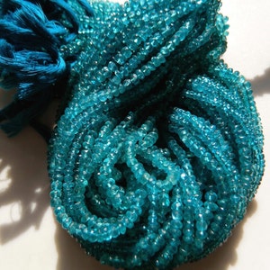 3.5mm Blue Apatite Faceted Rondelle Beads, Blue Apatite Micro Faceted Rondelles, Apatite For Jewelry (6.5IN To 13IN Options)