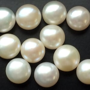 7mm Ivory Pearls, Natural Fresh Water Pearl Cabochons, Natural Pearls, Loose Flat Pearls For Jewelry (5Pcs To 10Pcs Options) - PG0222 image 3