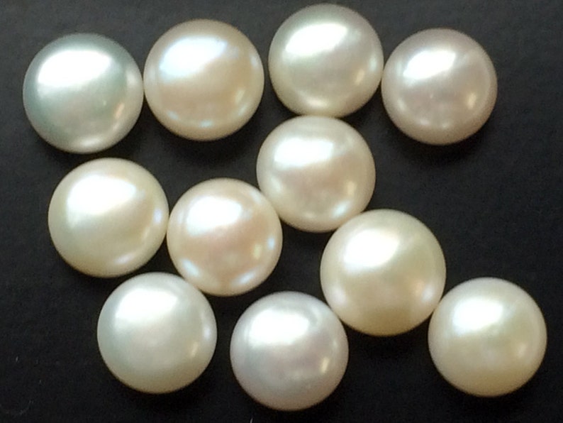 7mm Ivory Pearls, Natural Fresh Water Pearl Cabochons, Natural Pearls, Loose Flat Pearls For Jewelry (5Pcs To 10Pcs Options) - PG0222 image 3