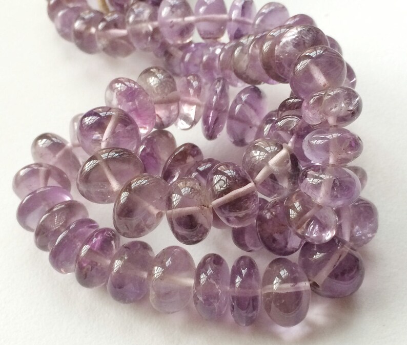 57 Pieces Purple AAAgems Amethyst Necklace 10 Inch 8-10mm Beads Amethyst Plain Rondelle Beads Amethyst Gemstone Beads