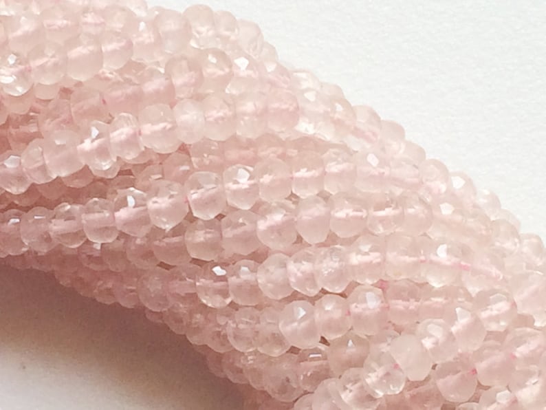 3-4mm Rose Quartz Faceted Rondelle Beads Natural Rose Quartz | Etsy