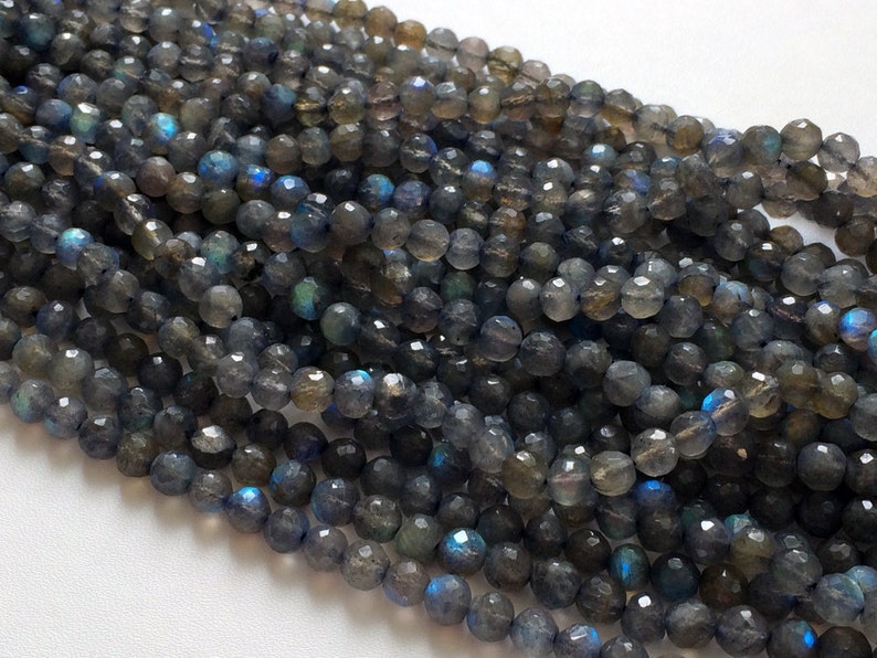 5 Inch Strand Labradorite Beads 20 Pieces Labradorite Faceted Round Balls Blue Fire Gemstone 6mm Beads