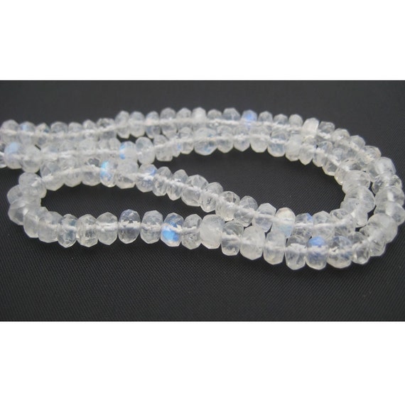 5mm White Rainbow Moonstone Faceted Rondelle Beads (4IN-8IN Options)