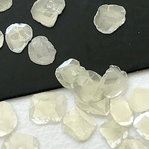 4-6mm White Grey Diamond Slices, Faceted White Grey Diamond Slice, Beautiful Diamond Polki Slice For Jewelry (0.5 Cts To 1 CT) - PUSPD79