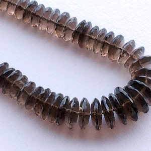 8-10mm Smoky Quartz Faceted German Beads, Smoky Quartz German Rondelle Disc Beads For Jewerly, Brown Color Beads (7IN To 14IN Options)