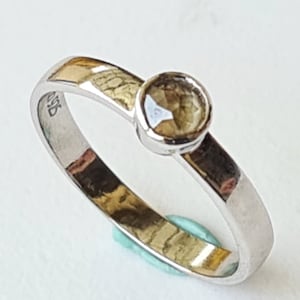 Champagne Diamond Ring, 925 Silver Solid Stackable Ring, Light Champagne Rose Cut Diamond Ring, Promise Ring, Delicate Minimalist Ring -APD6