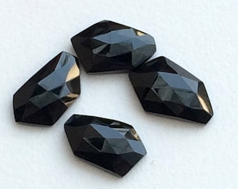 15-17mm Black Onyx Fancy Cut Cabochon, Onyx Rose Cut Gemstones, Flat Back Cabochons, Black Onyx For Jewelry (5Pcs To 50Pcs Options) - BGP599