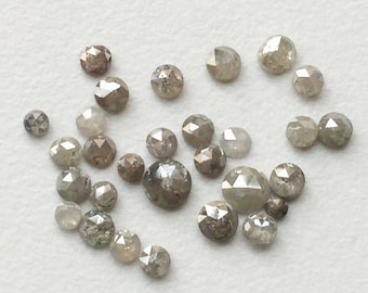 Light Gray Rose Cut Natural Diamond Loose, 3.5-4mm Calibrated Light Grey Rose Cut Diamond, Melee Diamond For Jewelry (2Pcs-4Pcs) - VICPA5064