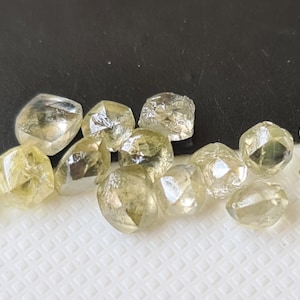Clear Light Yellow Rough Diamond, Natural Yellow Smooth Raw Diamond For Jewelry, Loose Diamond for Ring 3-4mm (1Pc To 2 Pc Options) - PDD520