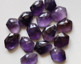 14-16mm Amethyst Rose Cut, Purple Fancy Shape Flat Back Cabochons, Rose Cut Faceted Gemstones For Jewelry (5Pcs To 20Pcs Options) - BGP866
