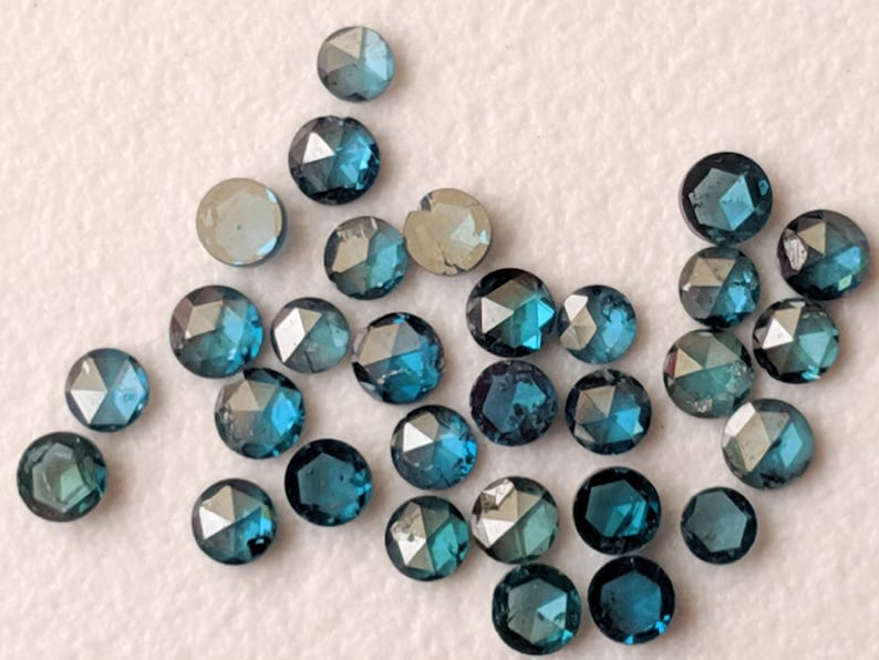 - PPD561 Blue Rose Cut Diamond For Jewelry 2Pcs To 8Pcs Blue Round Rose Cut Diamond Flat Back Diamond Cabochon 2-2.5mm Rose Cut Diamond
