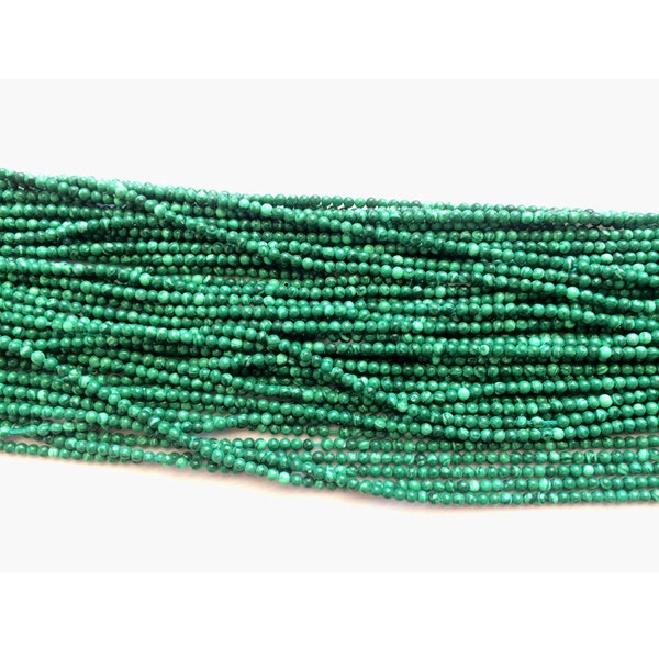 2mm Malachite Gemstone Beads, Malachite Green Round Beads, Malachite Plain Balls, 13 Inches Green Malachite Beads For Jewerly (5ST To 10ST)