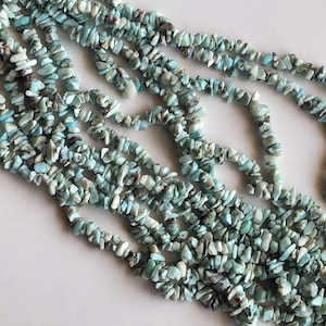 7-10mm Larimar Chips, Natural Larimar Chip Beads, Larimar Gemstone, Larimar Jewelry, Larimar Necklace 32 Inch (1Strand To 5Strand Options)