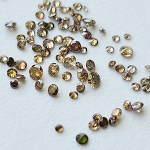 Cognac Diamonds, 1.3-2mm MELEE DIAMONDS, Round Brilliant Cut Solitaire Faceted Brown Diamond For Wedding Band, 5Pcs Diamonds-PPRK5