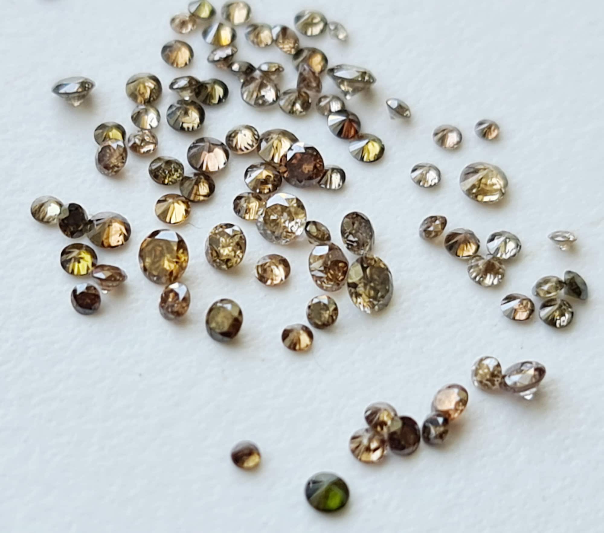 Cognac Diamonds, 1-2mm MELEE DIAMONDS, Round Brilliant Cut Solitaire Faceted Brown Diamond For Wedding Band, (5Pcs To 40Pcs Option) - APD20