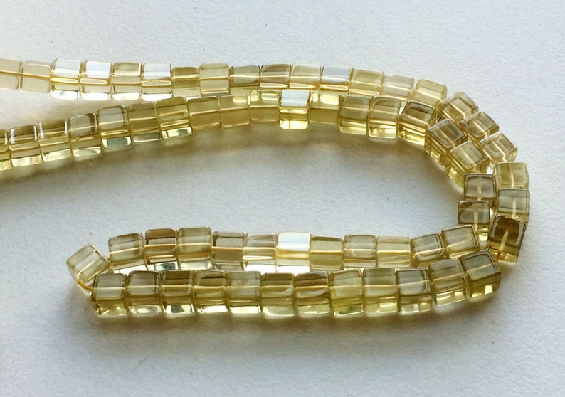 Lemon Quartz Necklace Lemon Quartz Plain Box Beads Lemon Quartz Cubes 5.5mm Lemon Quartz Beads 16 Inch Strand 65 Pcs