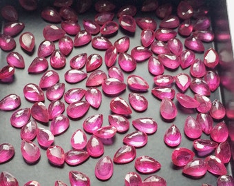 3 x 5 mm bis 4 x 5 mm Rubin Pear Cut Steine, lose Rubin facettierte Edelsteine, Rubin Birne für Schmuck, Rubin rosa facettierte Birne (5Cts bis 10Cts Optionen)