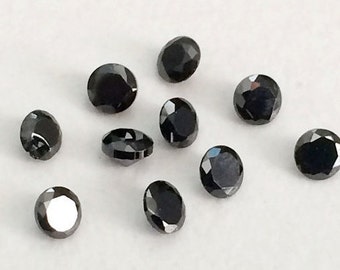 Zircone cubique ronde noire de 1,5 mm, zircone ronde lâche, zircone à facettes, diamants CZ noirs étincelants (options de 100 à 500 pièces) - Pgpa74