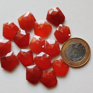 Cabujones de calcedonia naranja de corte rosa de 14-16 mm, cabujones de forma elegante con parte trasera plana, piedras facetadas para joyería (opciones de 5 a 10 piezas) imagen 9