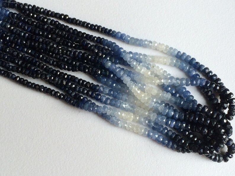 3-4mm Shaded Blue Sapphire Faceted Beads, Original Sapphire Faceted Rondelle, Sapphire Faceted Beads For Jewelry 8IN To 16IN Options image 4