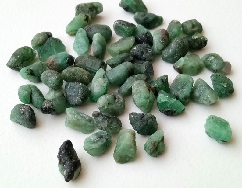 7-8mm Emerald Rough, Green Emerald Rough Stones, Rough Emerald Gemstones, Raw Emerald, Loose Raw Emerald 25Pcs T0 50Pcs Options PDG265 image 1