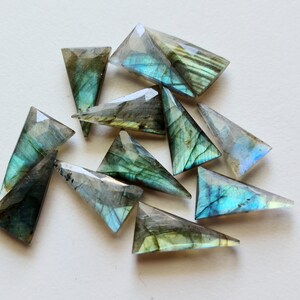 22-24mm Labradorite Fancy Shape, 5 Pcs RARE Labradorite Long Fancy Triangle Natural Labradorite Both Side Faceted Loose Gemstone - ASG24