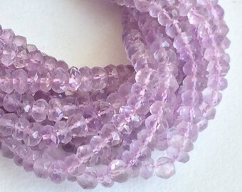 3.5-4mm Pink Amethyst Faceted Rondelle Beads, Pink Amethyst Beads, Pink Amethyst Faceted Rondelle For Necklace (1St To 5St Options) - GSA48