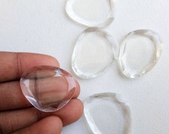 22-30mm Crystal Quartz Flat Back Cabochons, Natural Table Cut Quartz Crystal Cabochons For Jewelry (1Pc To 10Pcs Options) - GS5197