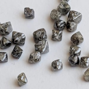 2.5-3mm Dark Grey Raw Diamond Crystal, Natural Rough Diamond, Uncut Diamond, 5 Pcs Loose Diamond Crystal For Jewelry - PPD319
